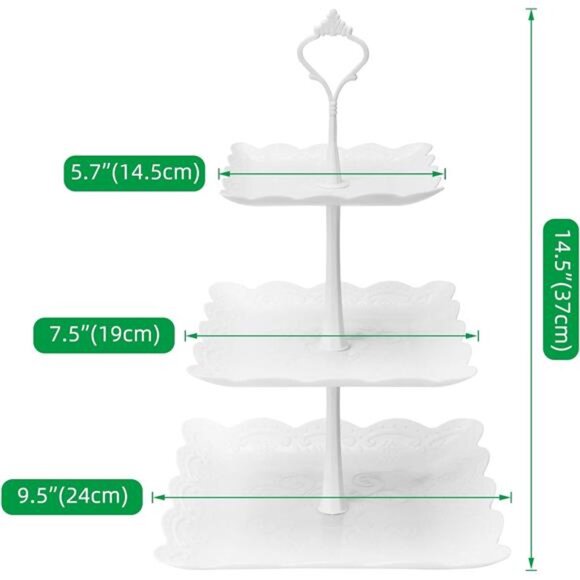 3Tier Cupcake Stand,Plastic Tiered Serving Stand,Square Dessert Tray - Picture 3 of 7